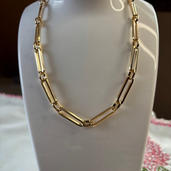 Ettika Paper Clip Style Chain Link Gold Necklace Choker NWT Trendy MOD Modern - Picture 1 of 5